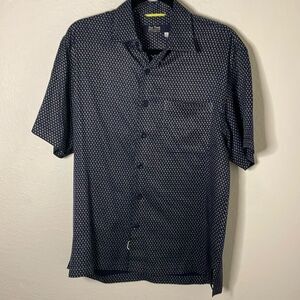 Nat Nast Mens Button Front Shirt Blue Short Sleeve S